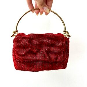 Elegant Red Beaded mini Handbag